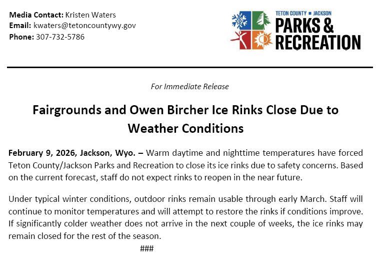 Ice Rink Closure 02092026