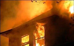 A house on fire.
