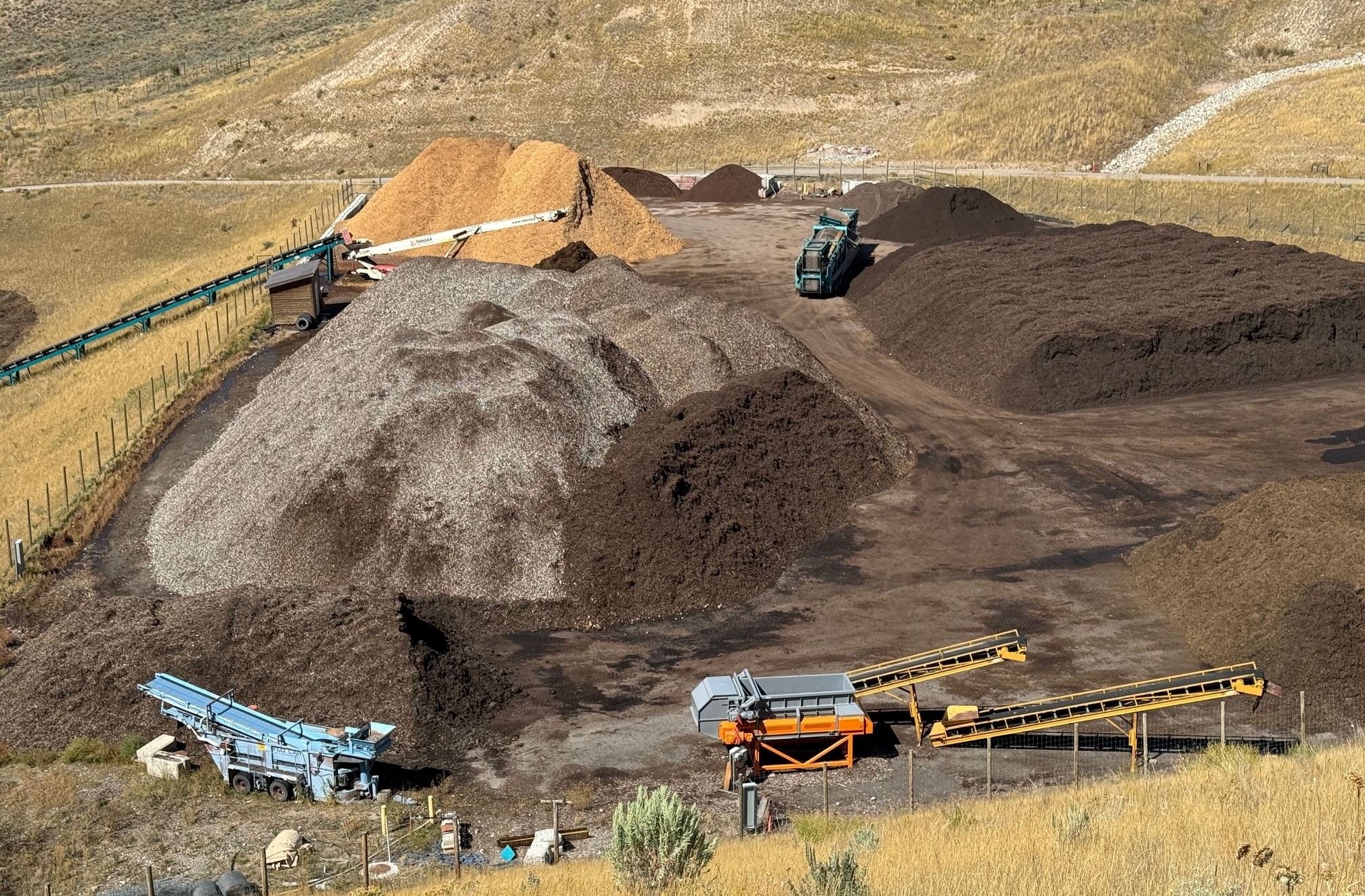 Compost piles at Trash Transfer Station